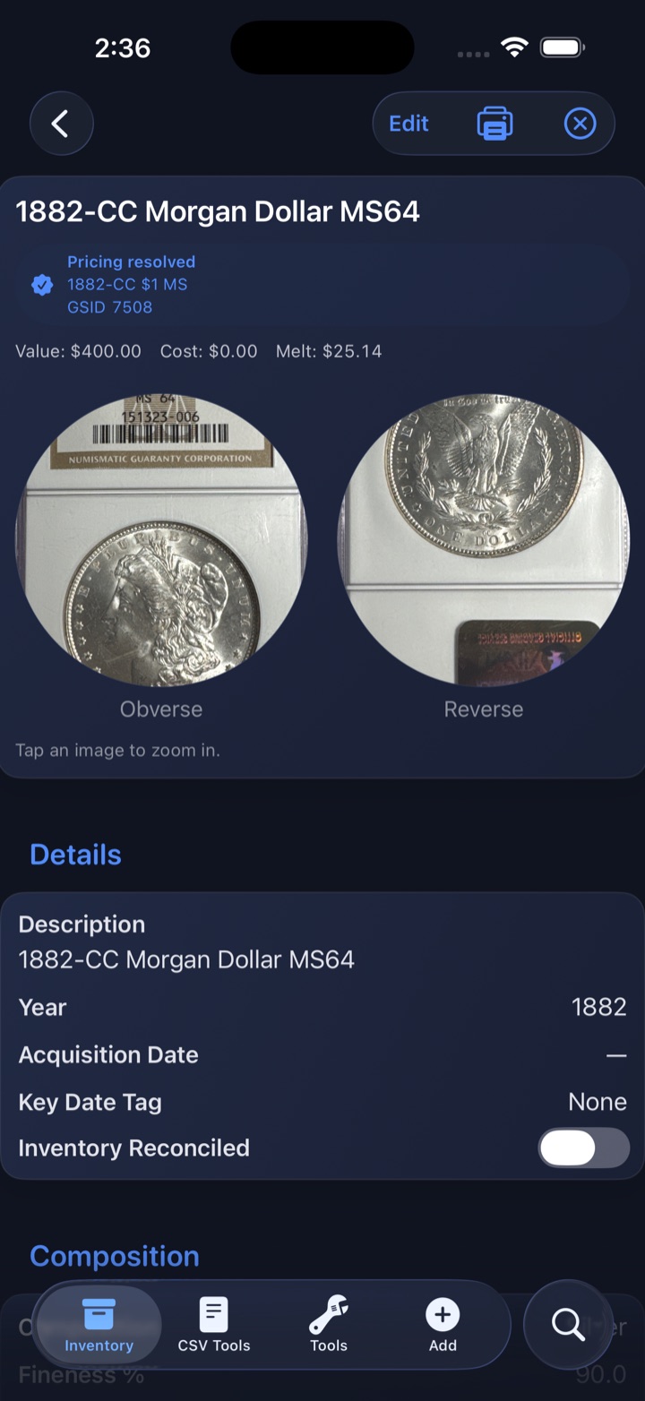 Reliqra product detail view