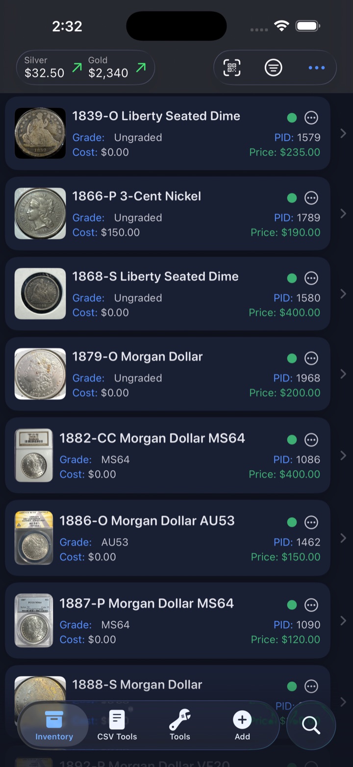 Reliqra inventory list