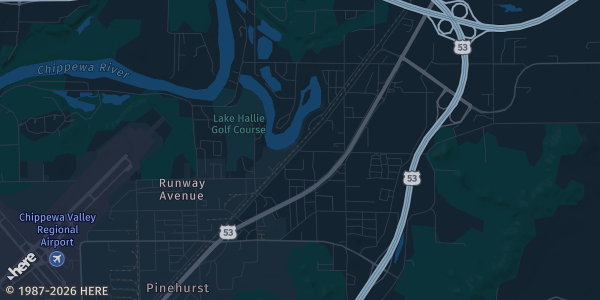 Map of Lake Hallie, WI. The exact address of Valley Sports Academy is not known, so the map shows the area rather than a specific building.