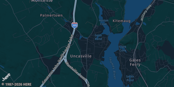 Map of Uncasville, CT. The exact address of EARTH EXPO CENTER, Mohegan Sun is not known, so the map shows the area rather than a specific building.