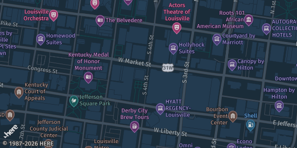 Map showing Kentucky International Convention Center, Halls A–E in Louisville, KY.