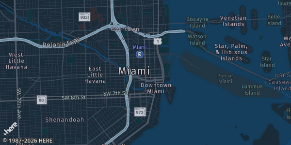 Map of Miami, FL. The exact address of Florida Room at Zoo Miami is not known, so the map shows the area rather than a specific building.