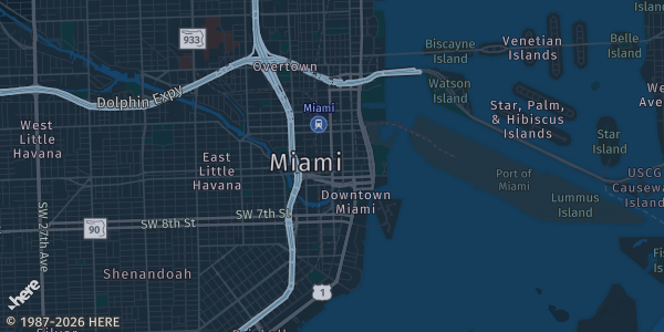 Map of Miami, FL. The exact address of Florida Room at Zoo Miami is not known, so the map shows the area rather than a specific building.