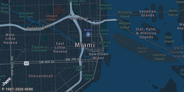 Map of Miami, FL. The exact address of Florida Room at Zoo Miami is not known, so the map shows the area rather than a specific building.