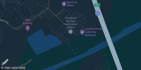 Map showing Paroquet Springs Conference Center in Paroquet Shepherdsville, KY.