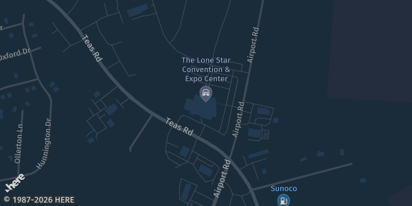 Map showing Lone Star Convention Center in Conroe, TX.