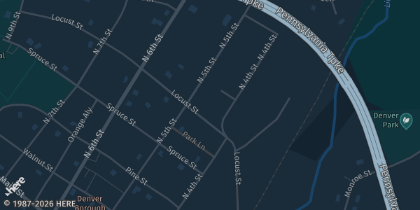 Map showing Denver Fire Company in Denver, PA.