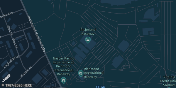 Map showing Richmond Raceway in Richmond, VA.