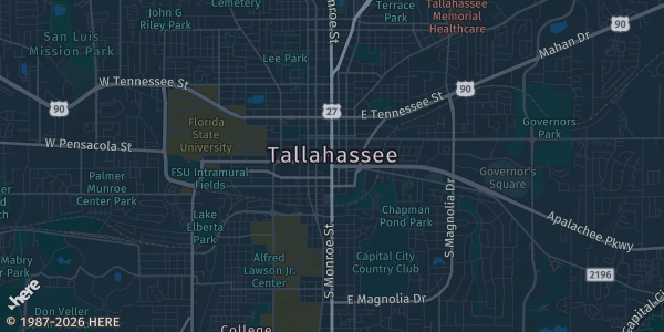 Map of Tallahassee, FL. The exact address of North Florida Fair Grounds is not known, so the map shows the area rather than a specific building.