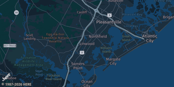 Map of Linwood, NJ. The exact address of Our Lady of Sorrows Activity Center is not known, so the map shows the area rather than a specific building.