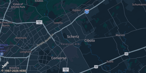 Map of Schertz, TX. The exact address of this venue is not known, so the map shows the area rather than a specific building.