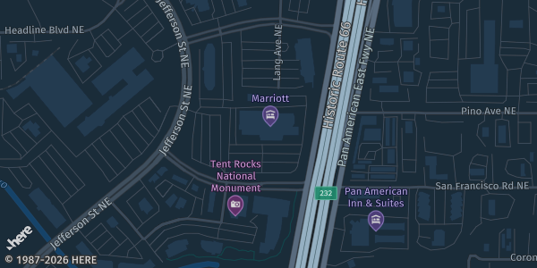 Map showing Marriott Pyramid North in NM.