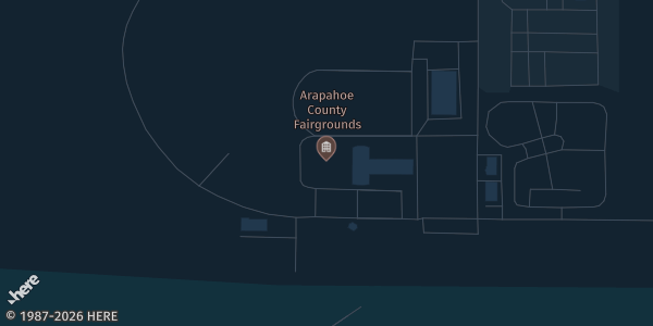 Map showing Arapahoe County Fair & Event Center in Aurora, CO.