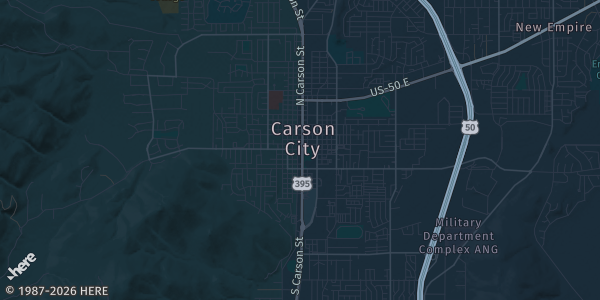 Map of Carson City, NV. The exact address of Carson City Community Center is not known, so the map shows the area rather than a specific building.