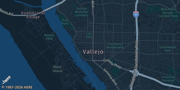 Map of Vallejo, CA. The exact address of Moose Lodge is not known, so the map shows the area rather than a specific building.