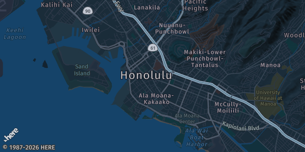 Map of Honolulu, HI. The exact address of Neal S. Blaisdell Center — Exhibition Hall is not known, so the map shows the area rather than a specific building.