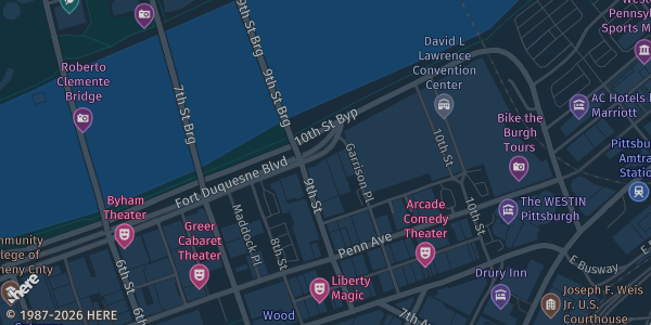 Map showing David L. Lawrence Convention Center in PA.