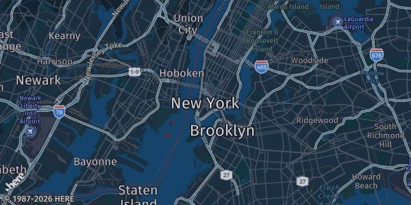 Map of New York, NY. The exact address of this venue is not known, so the map shows the area rather than a specific building.