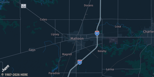 Map of Mattoon, IL. The exact address of this venue is not known, so the map shows the area rather than a specific building.