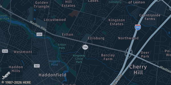 Map of Cherry Hill Township, NJ. The exact address of Holiday Inn Cherry Hill is not known, so the map shows the area rather than a specific building.