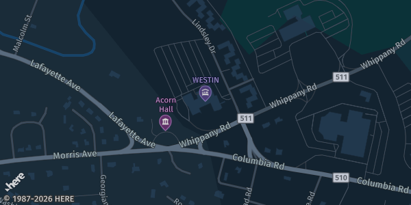 Map showing The Westin Governor Morris in Morristown, NJ.