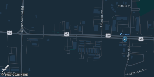Map showing American Legion Post #21 in Independence, MO.