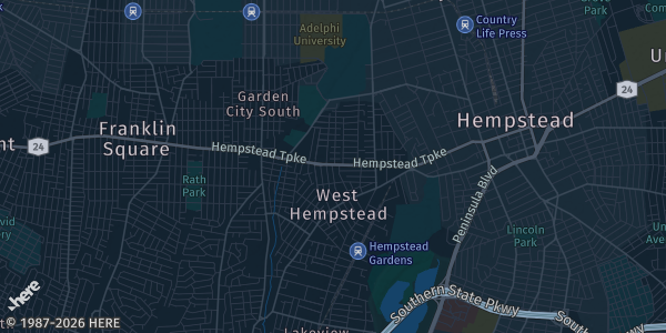 Map of West Hempstead, NY. The exact address of Cherry Valley Sports is not known, so the map shows the area rather than a specific building.