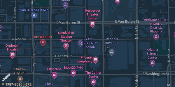 Map showing Phoenix Convention Center West in Phoenix, AZ.