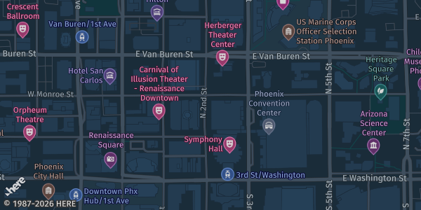 Map showing Phoenix Convention Center West in Phoenix, AZ.