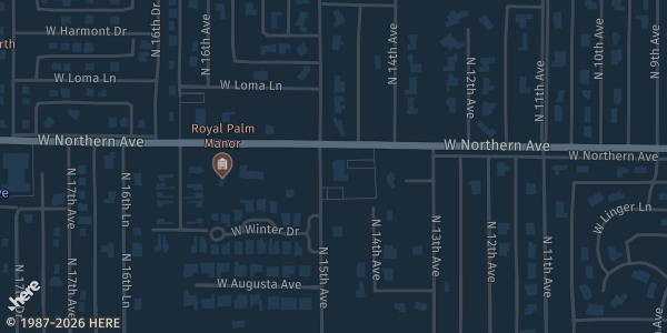 Map showing Desert Christian Fellowship Church in Phoenix, AZ.