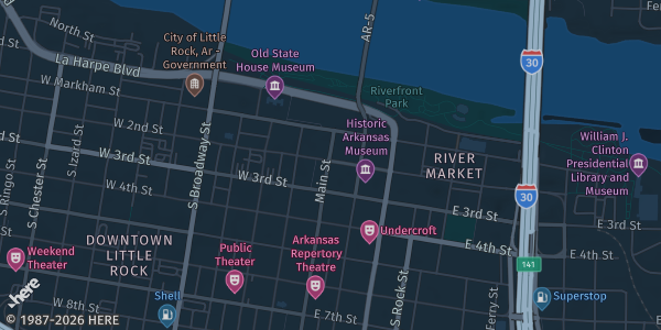 Map showing Statehouse Convention Center in Little Rock, AR.