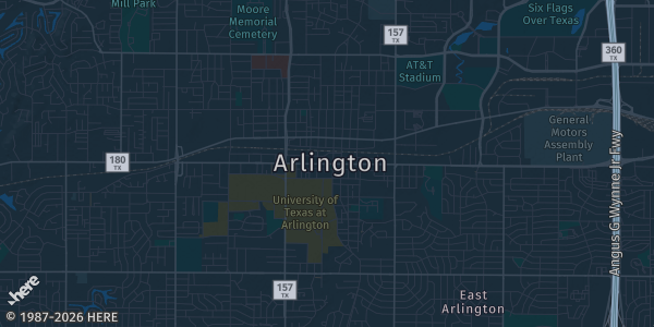 Map of Arlington, TX. The exact address of Meadowbrook Recreation Center is not known, so the map shows the area rather than a specific building.