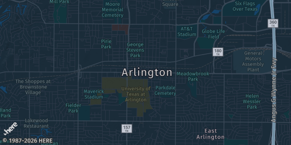 Map of Arllington, TX. The exact address of Meadowbrook Recreation Center is not known, so the map shows the area rather than a specific building.