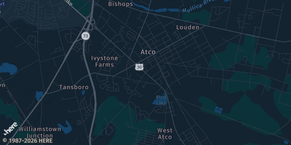 Map of Waterford, NJ. The exact address of Waterford Elementary School is not known, so the map shows the area rather than a specific building.