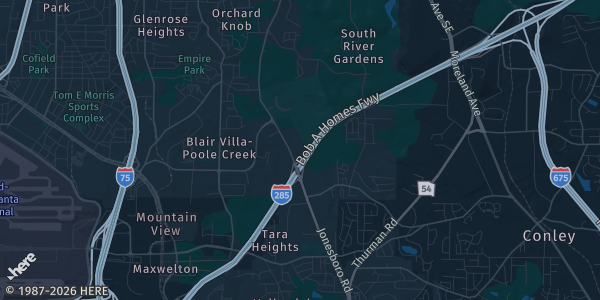 Map of Atlanta, GA. The exact address of Atlanta Expo Centers is not known, so the map shows the area rather than a specific building.