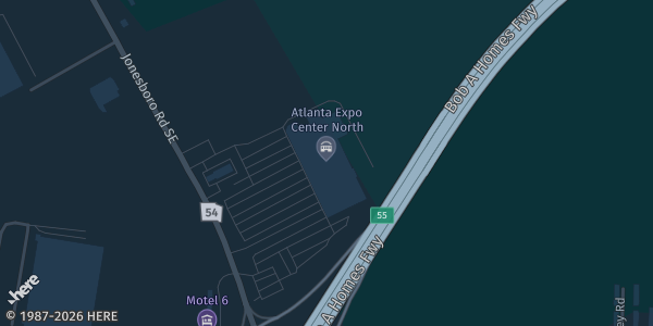 Map showing Atlanta Expo Center in Atlanta, GA.