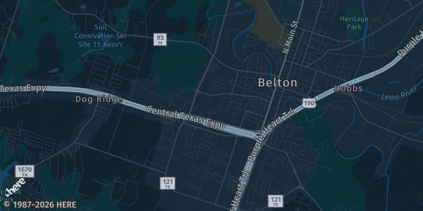 Map of Belton, TX. The exact address of Bell County Expo Center is not known, so the map shows the area rather than a specific building.