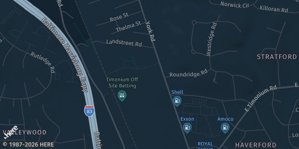 Map showing Maryland State Fairgrounds Mosner Miller Building in Timonium, MD.