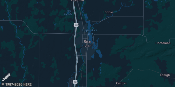 Map of Rice Lake, WI. The exact address of this venue is not known, so the map shows the area rather than a specific building.