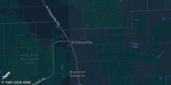 Map of Ortonville, MI. The exact address of Baseball Capital Sports and TCG show is not known, so the map shows the area rather than a specific building.