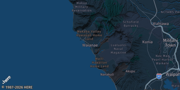 Map of Waianae, HI. The exact address of The Beach House is not known, so the map shows the area rather than a specific building.
