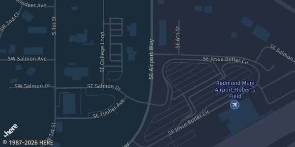 Map showing Deschutes Expo Center in Redmond, OR.