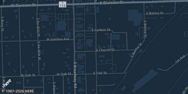 Map showing Berst Center in Coal City, IL.