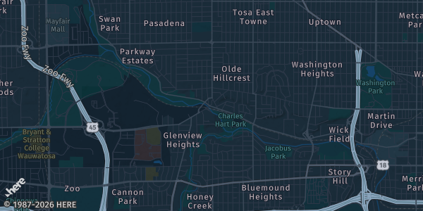 Map of Wauwatosa, WI. The exact address of DAVE & BUSTERS is not known, so the map shows the area rather than a specific building.