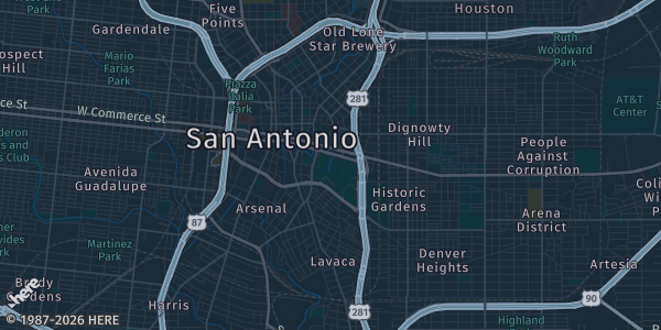 Map of San Antonio, TX. The exact address of Henry B. González Convention Center is not known, so the map shows the area rather than a specific building.
