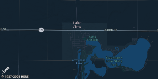 Map of Lake View, IA. The exact address of Lake View Community Center is not known, so the map shows the area rather than a specific building.