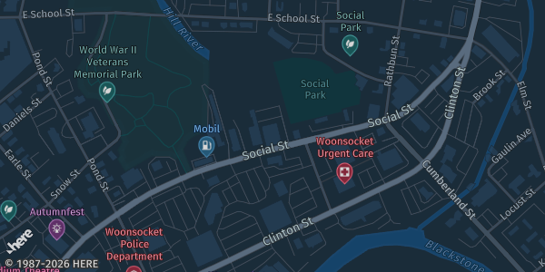 Map showing Elks Lodge #850 in Woonsocket, RI.