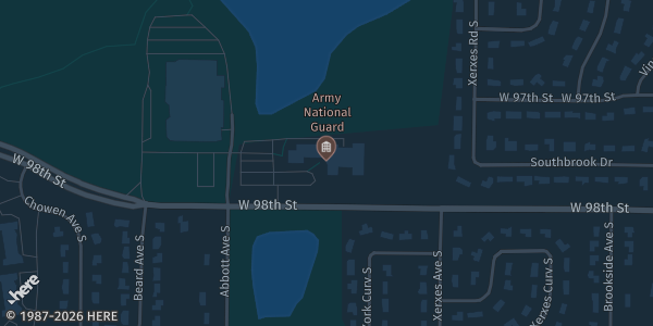 Map showing Bloomington Armory in Bloomington, MN.