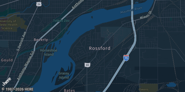 Map of Rossford, OH. The exact address of Blue Ribbon Coins is not known, so the map shows the area rather than a specific building.