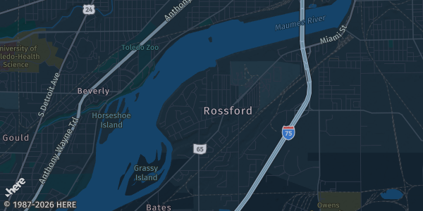 Map of Rossford, OH. The exact address of Blue Ribbon Coins is not known, so the map shows the area rather than a specific building.